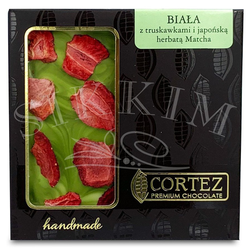 Cortez Czekolada Biała z Truskawkami i Japońską Herbatą Matcha 85g