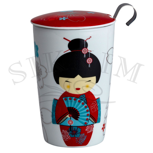 Kubek termiczny JM z zaparzaczem `Mała Gejsza Red` 350ml