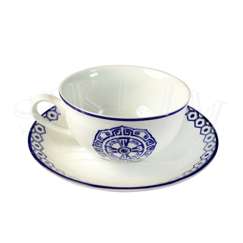 'Grecka Tawerna' Zestaw czajnik z podgrzewaczem i czterema filiżankami