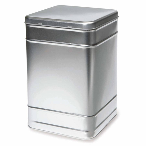 Puszka sklepowa metalowa kwadratowa 2kg srebrna