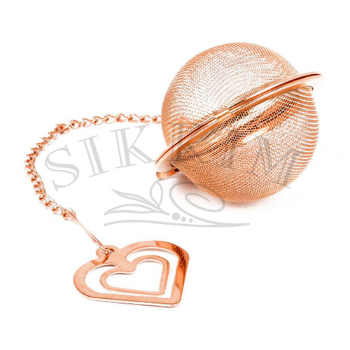 Zaparzacz `Kulka na Łańcuszku z Serduszkiem` w kolorze mosiądzu