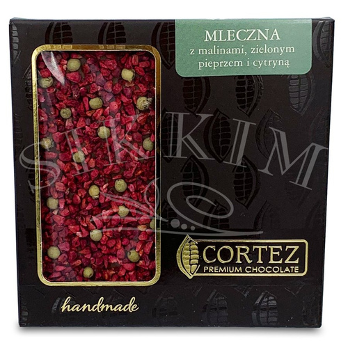 Cortez Czekolada Mleczna z Malinami, Zielonym Pieprzem i Cytryną 85g 