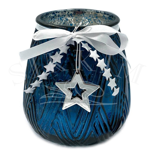 Lampion szklany `Blue Christmas`