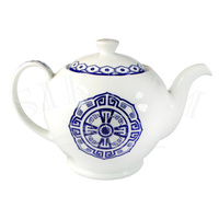 'Grecka Tawerna' Zestaw czajnik z podgrzewaczem i czterema filiżankami