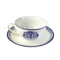 'Grecka Tawerna' Zestaw czajnik z podgrzewaczem i czterema filiżankami