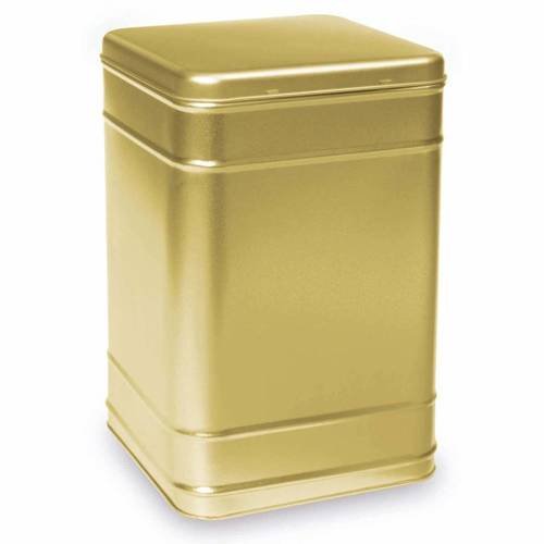 Puszka sklepowa metalowa kwadratowa 2kg złota