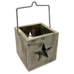 Świecznik drewniany ze szklanym wkładem `Gwiazdka`